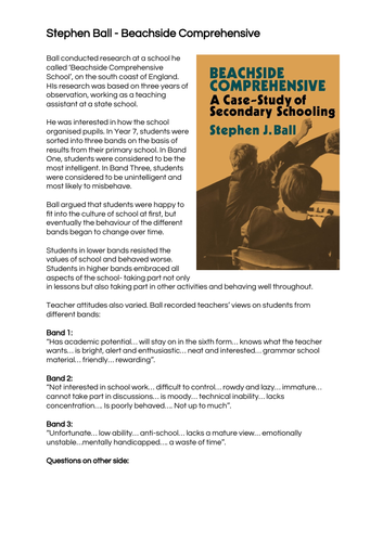 GCSE Sociology: Streaming, Setting and Banding