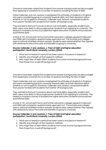 GCSE Sociology: Material Deprivation