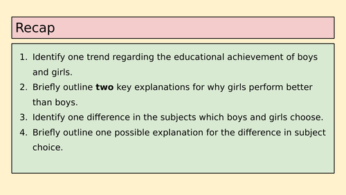GCSE Sociology: Class and Education
