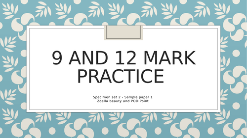 Edexcel GCSE Business 9 and 12 mark Practice - Specimen set 2 - Theme 1