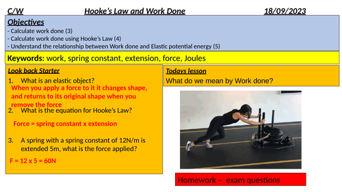 Hooke's law and work done GCSE PHYSICS