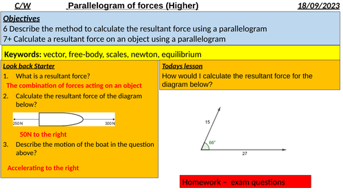 Resultant forces using parallelogram (GCSE HIGHER)