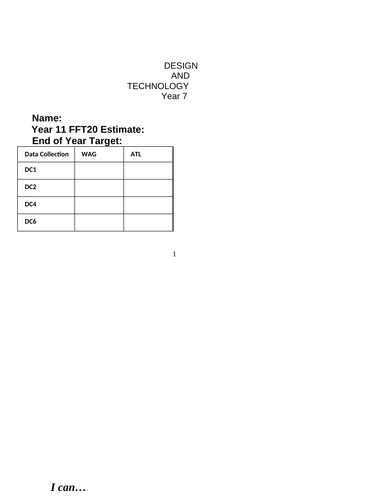 Year 7 Design and Technology project and marking booklet. | Teaching ...