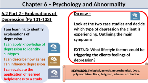 CIE Psychology and Abnormality - 6.2 explanations of depression