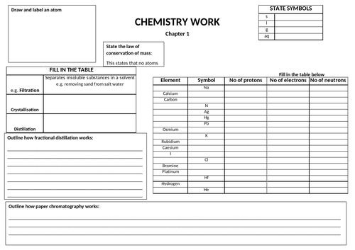 Chemistry Chapter 1-3 worksheet