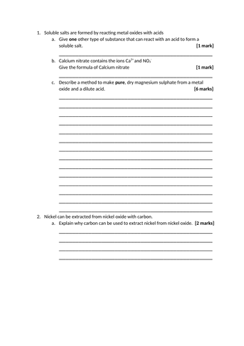 Chapter 4 and 5 Chemistry Revision Notes