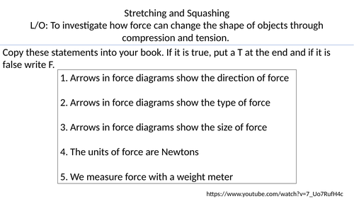 *Full Lesson* KS3 Physics Forces: Stretching and Squashing