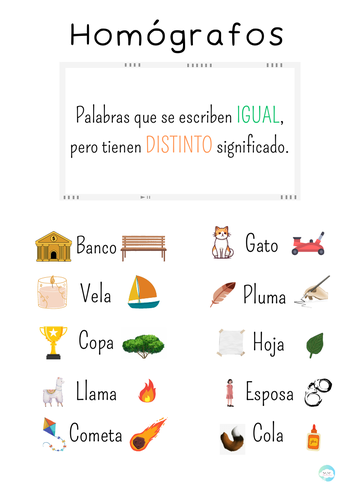 Homógrafos – Póster educativo para el aula