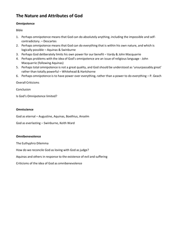 A Level OCR Religious Studies: Ch7 Nature of God Revision Notes