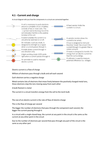AQA Physics GSCE Combined Science: Trilogy - Electricity (ch4,5,6)