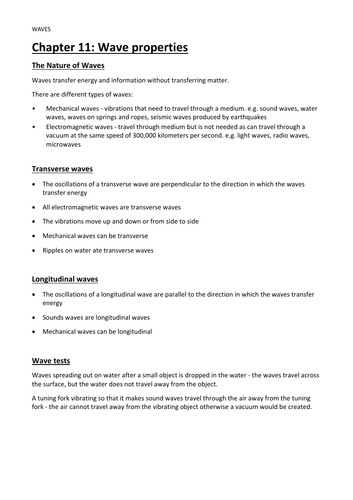 AQA Physics GSCE Combined Science: Trilogy - Waves (Ch11, 12)