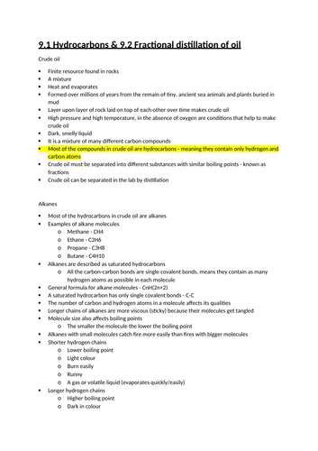 AQA Chemistry GSCE Combined Science: Trilogy - Organic Chemistry (Ch9)