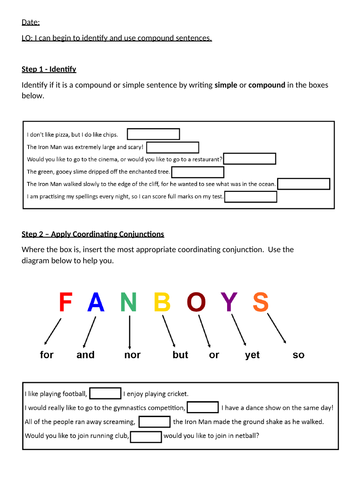 Compound Sentences Worksheet