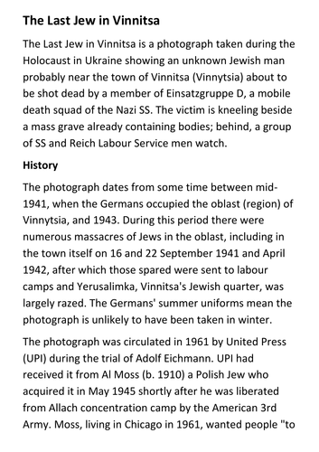 The Last Jew in Vinnitsa Photograph - Einsatzgruppe D Handout