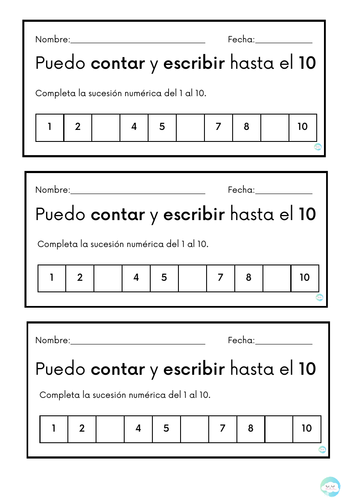 Actividad de escritura de números (fácil - medio - difícil)