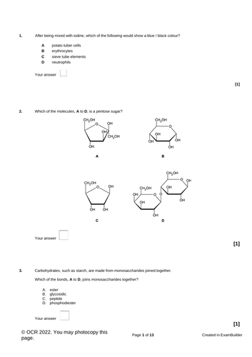 OCR A end of unit tests with MS yr 12