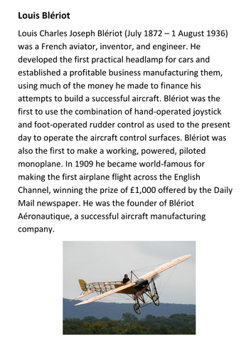 Louis Blériot Handout