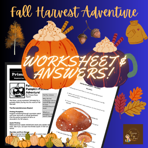 Fall Harvest Adventure: Worksheet, Answers, Activity & FUN Text for Kids to Read