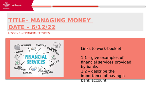 Prince's Trust - Managing Money Level 2 Teaching PowerPoint and Work Booklet