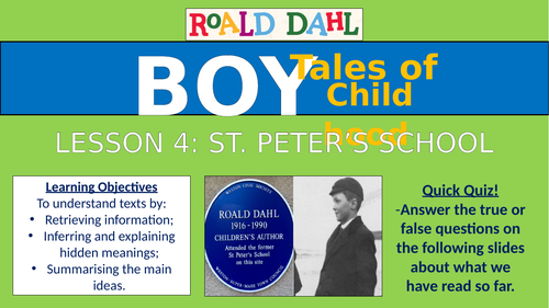 Boy - Roald Dahl - Chapters 10-13: St. Peter's School - Double Lesson!