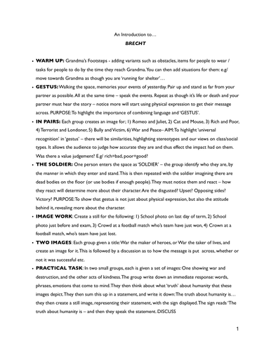 A practical introduction to: Brecht, Boal, Artaud and Stanislavski