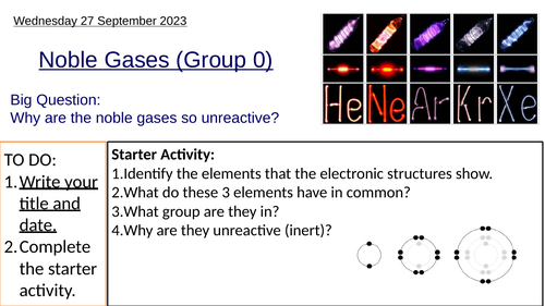 GCSE Group 0 Noble Gases