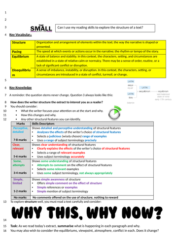 AQA GCSE English Language Paper 1 Question 3  Enduring Love Structure Analysis