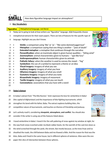 GCSE English Language Paper 1 Q2 | The Kite Runner Extract