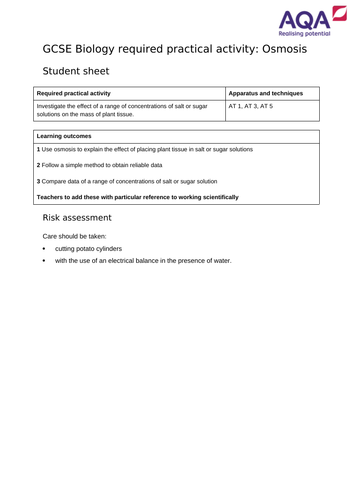 AQA GCSE Biology L10 Osmosis Required Practical