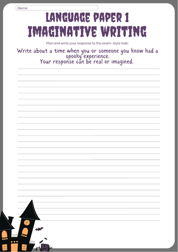 Spooky Imaginative Writing Task - Edexcel GCSE English Language Paper 1