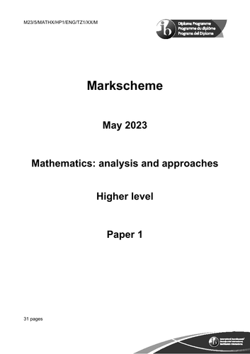 IB - Mathematics analysis and approaches paper 1-HL-2023 June