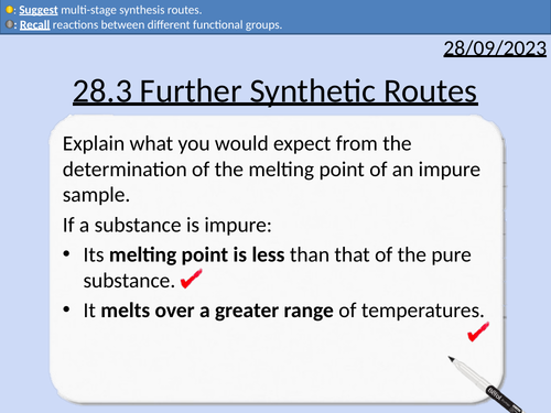 A level Chemistry: Further Synthetic Routes