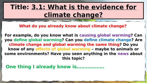 AQA GCSE Paper 1: 3.1. Section A: L15: Climate Change Evidence