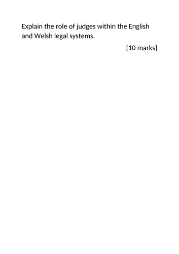 A-Level Law: Judiciary Essay + Model + Plan - Eduqas 10 Marker (ELS)