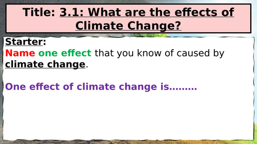 AQA GCSE Paper 1: 3.1. Section A: L17: Climate Change Effects