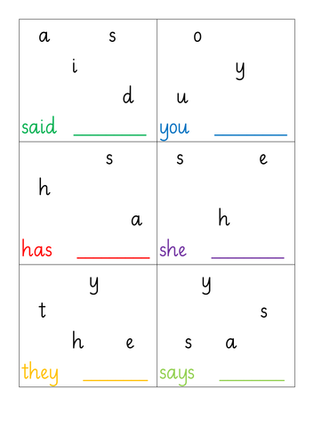 Common exception word puzzle