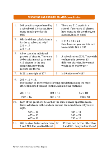 Long Division Word Problems