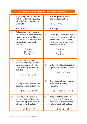 order of operations word problems grade 8