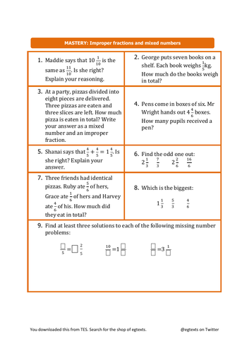 Improper Fractions Word Problems