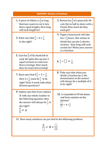 Division of Fractions Word Problems