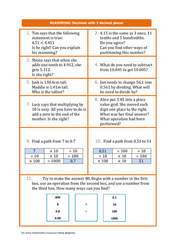 Decimals with 3 decimal places word problems