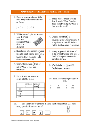 Converting fractions and decimals word problems