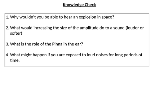 *Full Lessons* Physics: Sound and Echoes