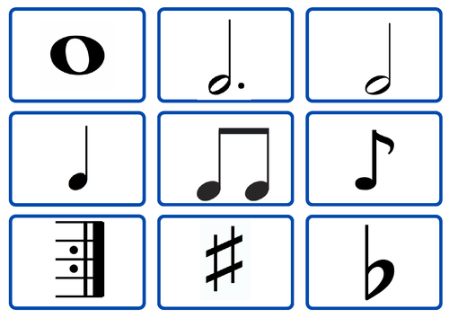 Music Notes and Symbols Dominoes, match up cards and flash cards