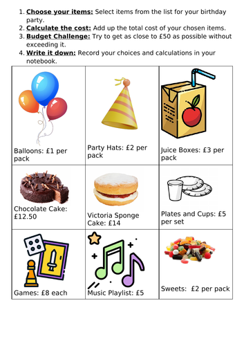 Adding Money Differentiated Activity