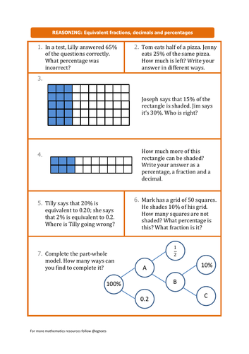 Fractions, decimals, percentages word problems