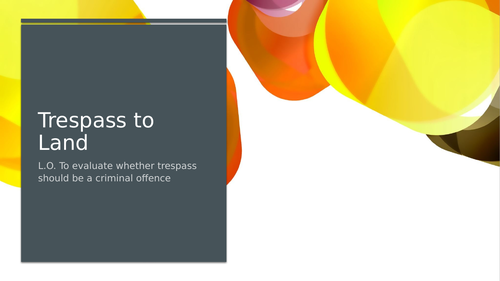 A-Level Law: Trespass to Land Lesson - Eduqas Tort Law