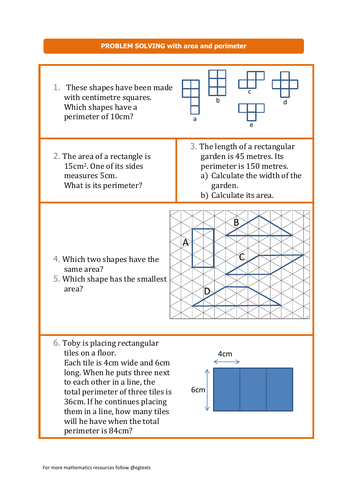 Area and Perimeter Word Problems | Teaching Resources