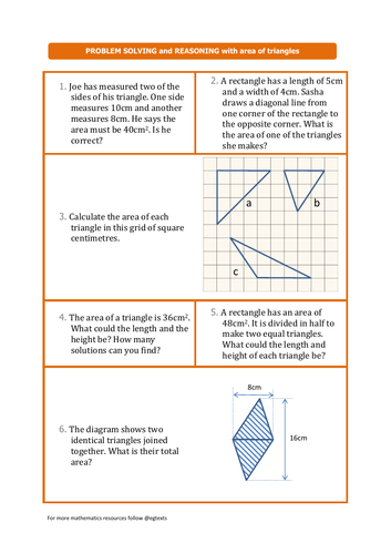 Area of Triangles Word Problems