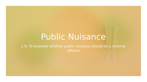 A-Level Law: Public Nuisance Lesson - Eduqas Tort Law